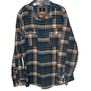 Hawx Work Wear Mens Sz 2XL Plaid Flannel Button Up Shirt Long Sleeve